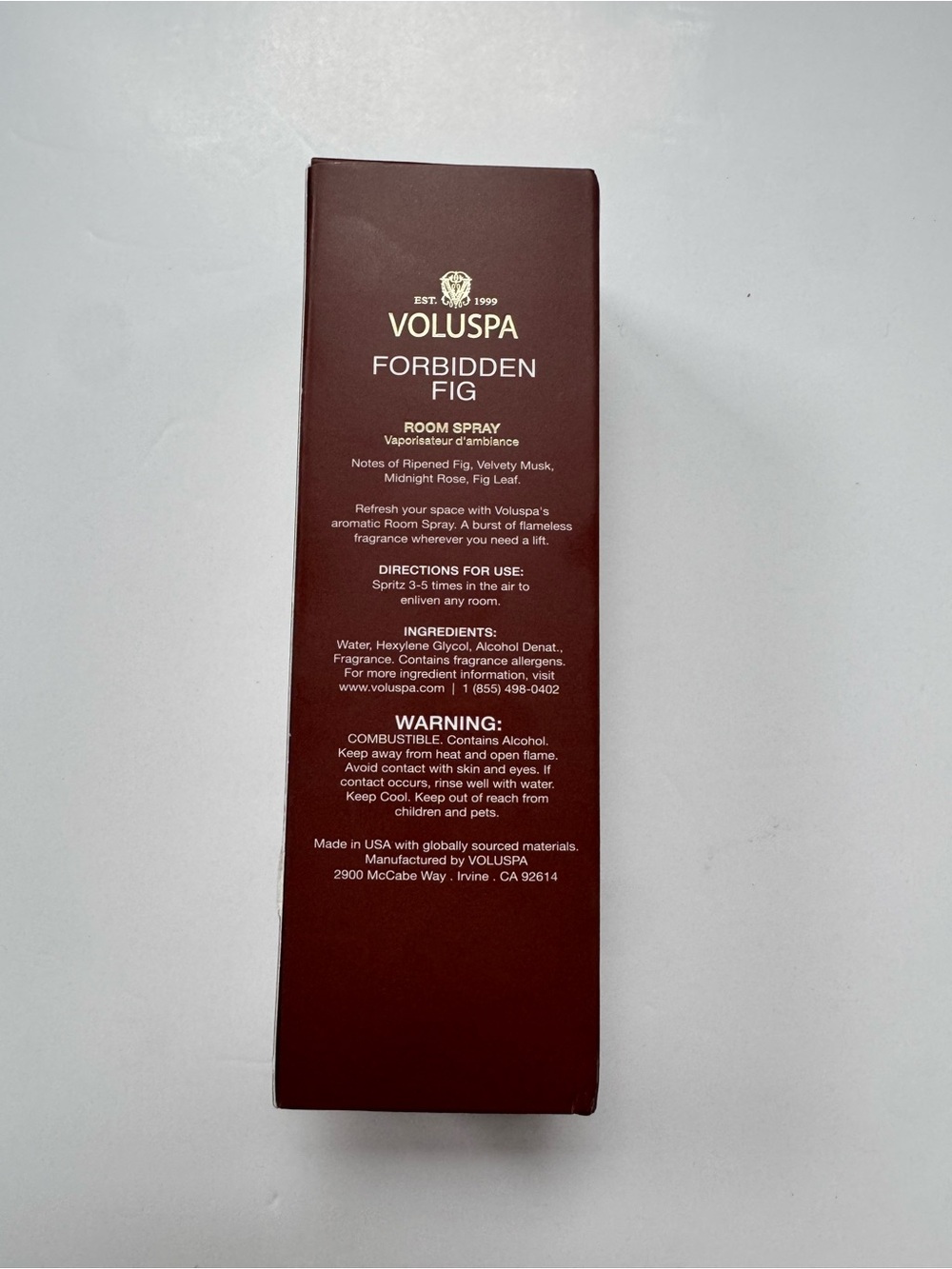 NIB Voluspa Forbidden Fig Vegan Room Spray 3.4 fl oz / 100ml Japonica Collection - Picture 5 of 6